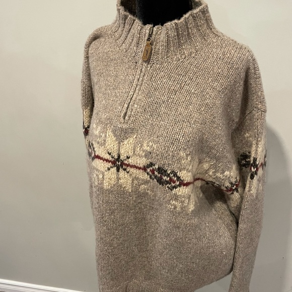 EUC Eddie Bauer Legend Hand knit 100% Lambswool Sweater Fair Isle Men Size Med - Picture 6 of 12